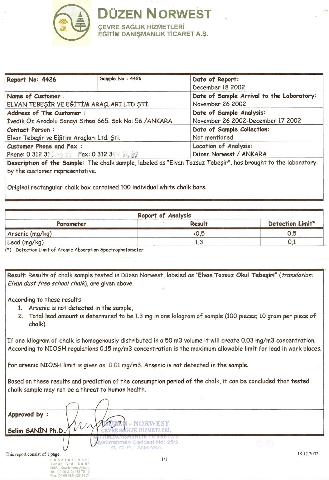 Dustless Chalk Machine, Quality Certificate